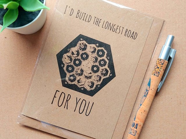 Settlers of Catan Valentines Card - I'd build the longest road for you