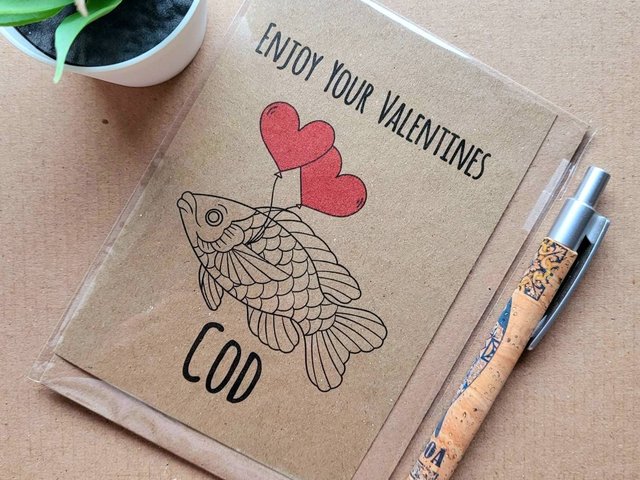 Funny Fishing valentines card - Valentines Cod
