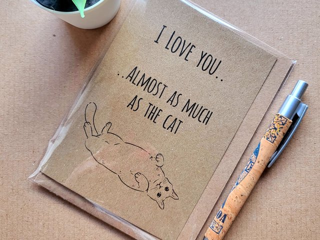 Funny I love you Cat Card - Love you almost as much as the cat