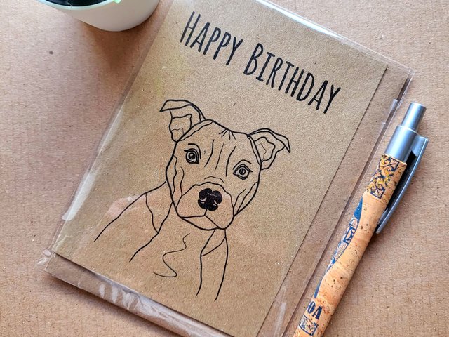 Cute Staffie Birthday Card