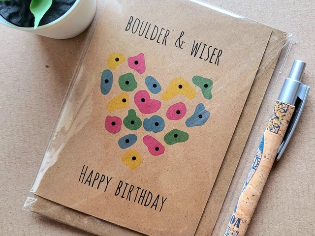 Funny Climber Birthday card - Bouldering heart