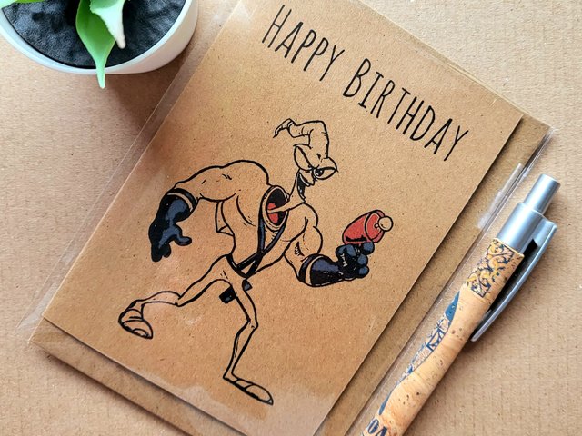 Earthworm Jim Mega drive Birthday Card