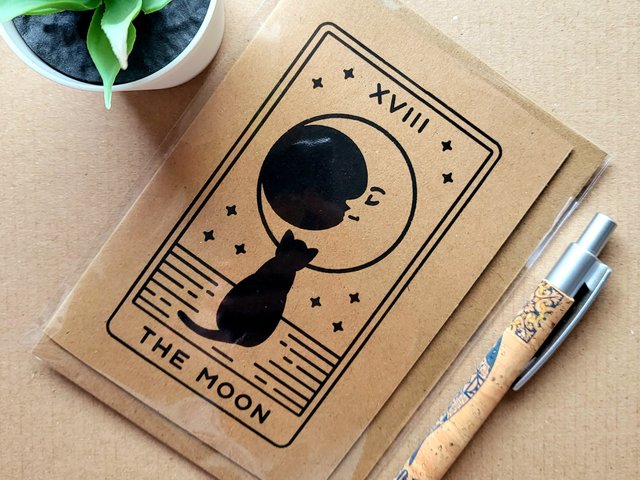 Black Cat Moon Tarot card Birthday Card