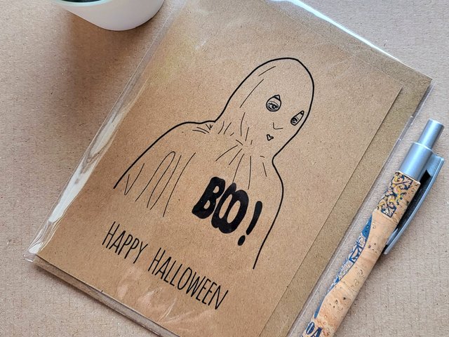 Funny Buffy Halloween Card - Willow Ghost Boo costume