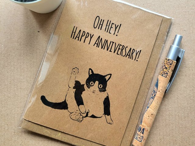 Funny Tuxedo Cat Wedding Anniversary Card