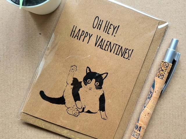 Funny Tuxedo Cat Valentines Card