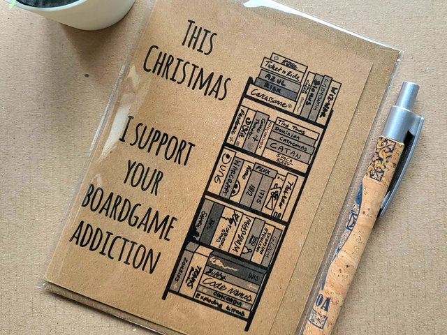 Funny Board game Christmas Card - I support your board game addiction